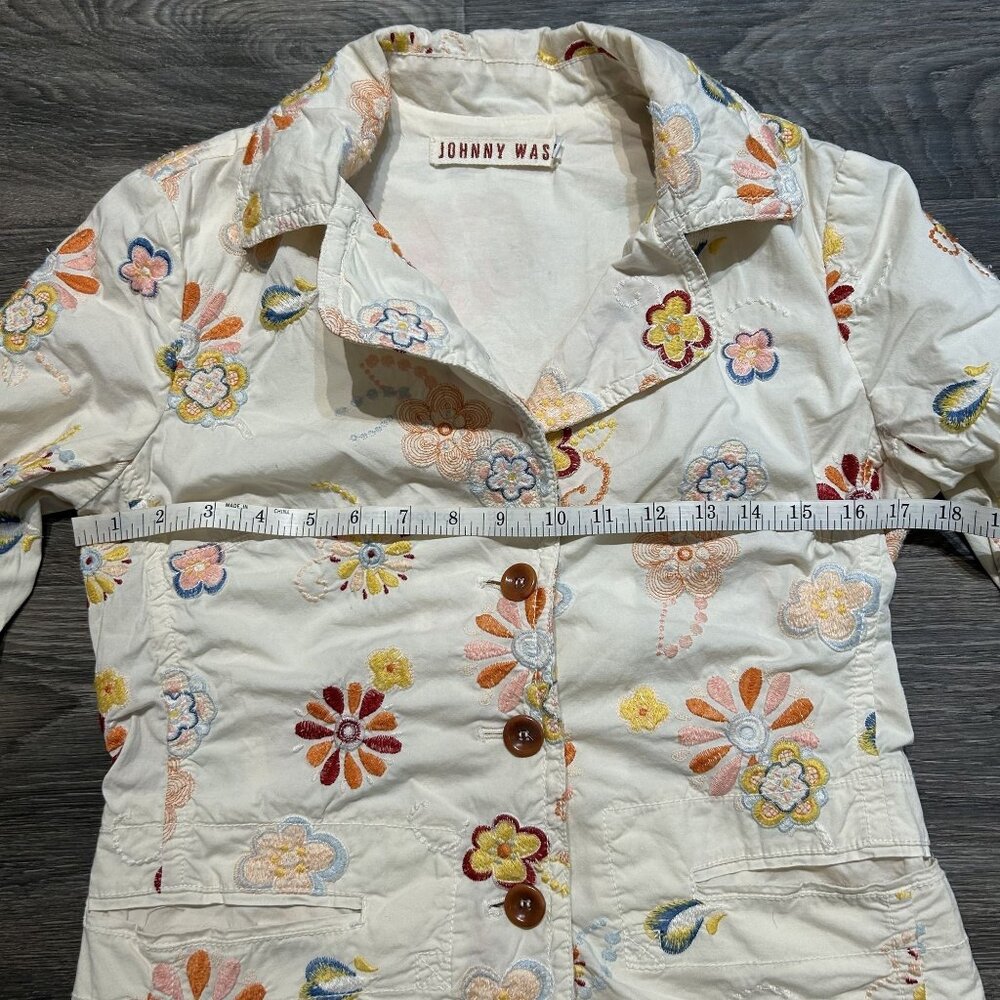 Johnny Was Embroidered Floral Blazer Small Boho Cottagecore Colorful Hippie - Picture 3 of 13